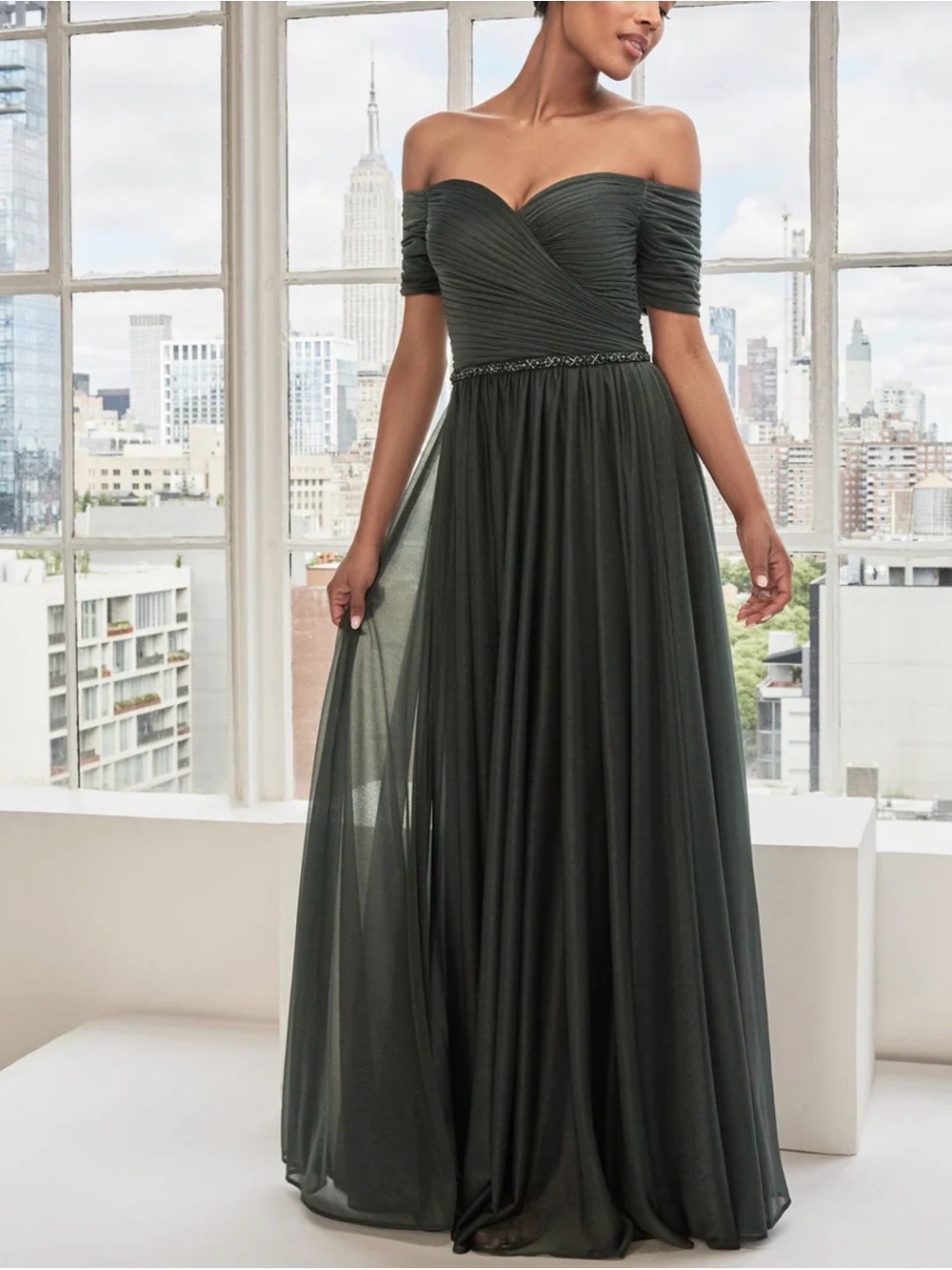 Soft Shimmer Gown  w/ Crystal Beaded Waistband 12/14/16